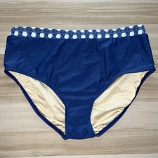 Cabana Life X Talbots Large Bikini Bottoms Navy Blue Swim Separates READ