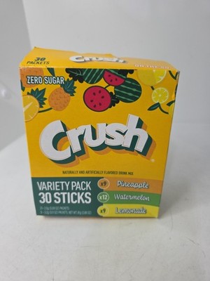 CRUSH Water Enhancer Pack 30 Sticks - Zero Sugar Pineapple/Watermelon &Lemonade