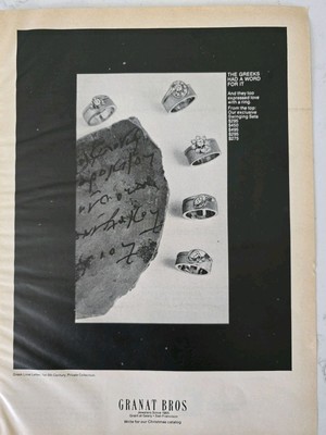 1968 Granat Bros Love Letter rings jewelry Vintage ad