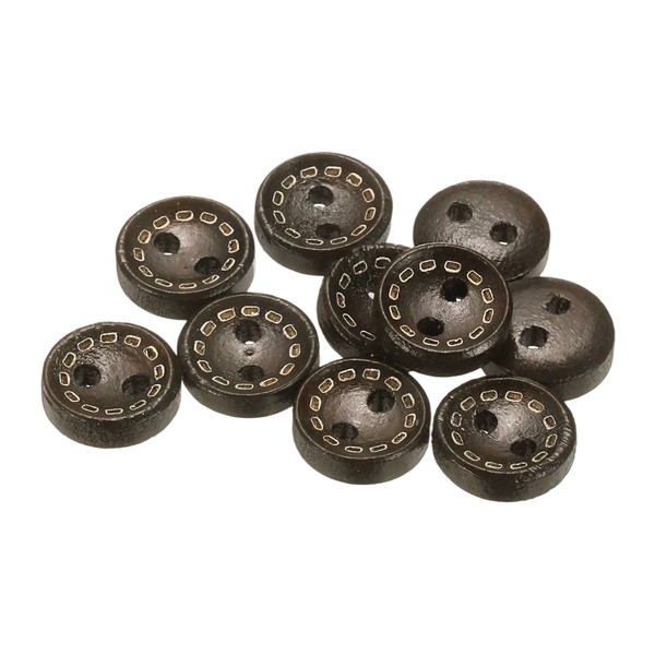10Stk HolzknöPfe Zum NäHen,10Mm,2 LöCher,Rund,FüR Kleidung,Dunkelbraun-image