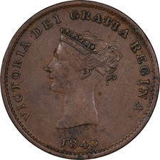 1843 New Brunswick Canada Halfpenny Copper Token Victoria ~ XF