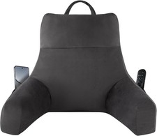 Back Support Pillow Memory Foam Lounge Reading Pillow with Arms Grey 18 Inch