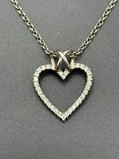 16" Sterling Silver Cubic Zirconia Heart Pendant Necklace 6.6 Grams C30