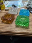 4 Fenton Hobnail glass Known as square salt cellars or small votive candle