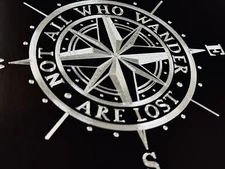 Not All Who Wander Compass Car Tag Diamond Etched Vanity Front License Plate