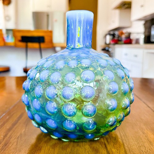 Anthropologie Green Hobnail Glass Vase Midcentury Style Opalescent Vtg Inspired - Picture 12 of 12
