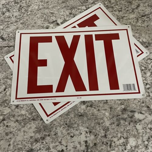 2 EXIT door SIGN 10 x14 METAL White Bright Red Letter Indoor Outdoor HY-KO SS-2W - Picture 2 of 5