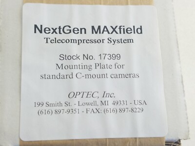 NextGen Maxfield Telecompressor System 17399 Mounting Plate C-mount Camera Optec