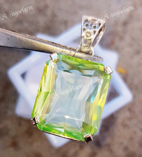 62+ Ct Green Sapphire Emerald German Silver Emerald Cut Loose Gemstone - Picture 6 of 6