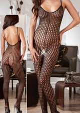 Catsuit Schritt offen S M L XL XXL Reizwäsche dessous Body mit Fuß "Bellay" D21