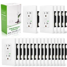 20 × Led Wall Outlet GFCI 15A 125V Electrical Duplex Receptacle Tamper Resistant
