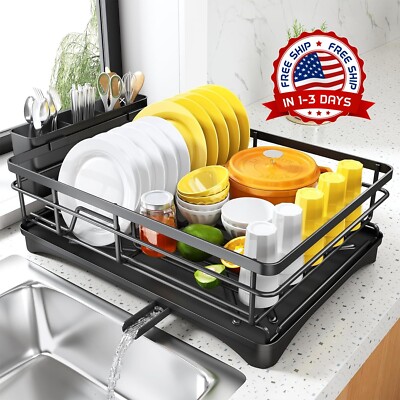 Escurreplatos grande con escurridor inoxidable con soporte para utensilios NUEVO