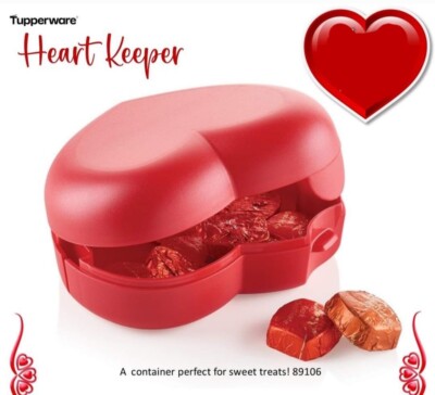 Tupperware Red Heart Shaped Keeper Storage Container 5187A-1 2x
