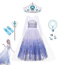 Costume Frozen Toddler Kids Girls Snow Queen Elsa Anna Deluxe Dress Up Birthday