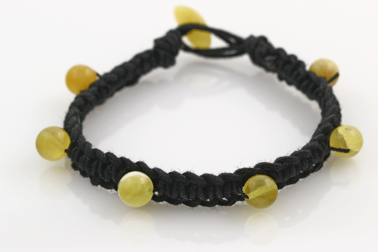 Round Beads Genuine BALTIC AMBER Handmade Wowen Crochet Bracelet b50430-10