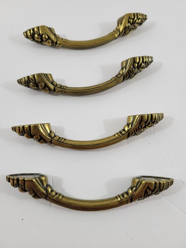 4 Amerock Burnished Brass Arched Drawer Cabinet Pulls Embossed Fruit #1332 - Picture 7 of 8