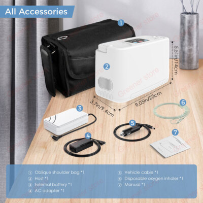 3L/Min Tragbar Sauerstoff Flow 32.5% Maschine Batterie & Tasche für Air Reise DE