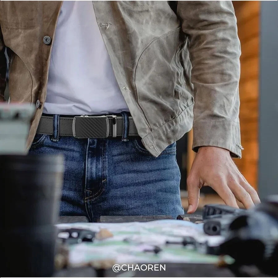 CHAOREN Mens Belt Leather Ratchet Belt Customizable Fit Effortless Style 35mm - Image 3 of 4