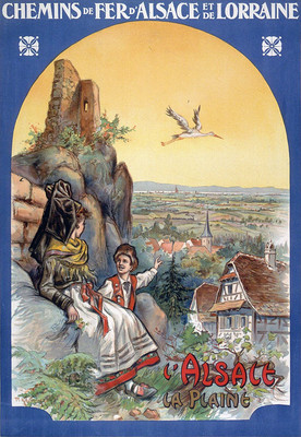 Affiche Chemin De Fer Alsace-Lorraine - Châteaux Et Costumes Traditionnels