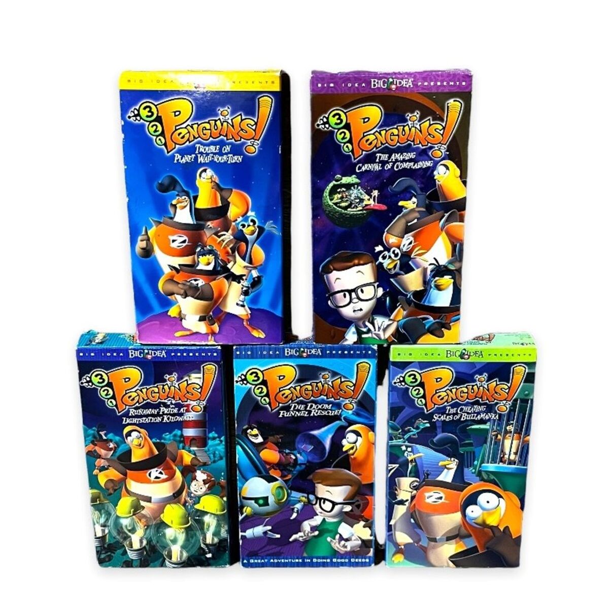 3-2-1 Penguins VHS Lot Episodes 1,2,3,4,5 Big Idea 321 3-2-1 Penguins VHS Lot Episodes 1,2,3,4,5 Big Idea 321