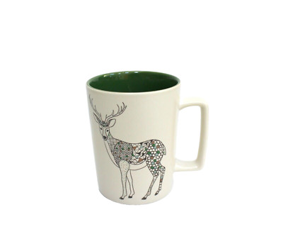 Starbucks 2017 Holiday Mosaic Deer Stag Buck Ceramic Tea Coffee Cup Mug 12oz NEW