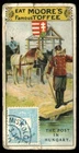 Trade Card,Moore's Toffee,Like Nugget,MAIL CARRIERS AND STAMPS,1900,Hungary