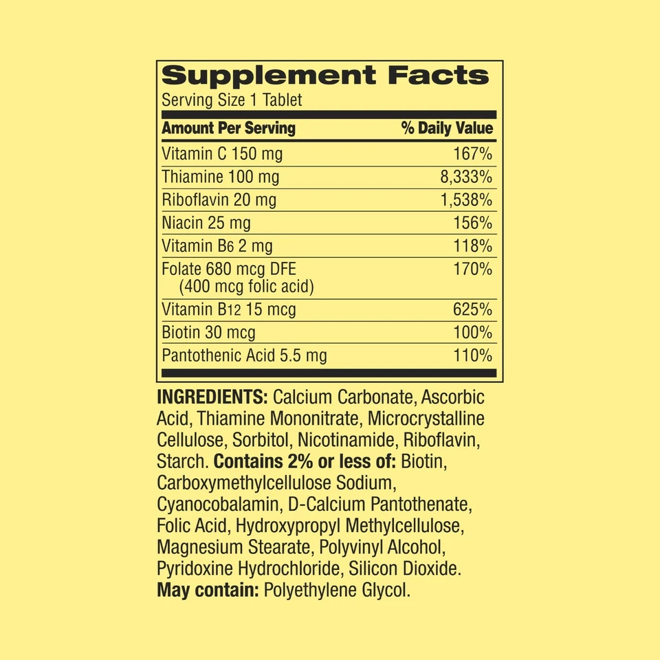 Spring Valley Super Vitamin B-Complex Tablets, 500 Count..+ - Image 4 of 4