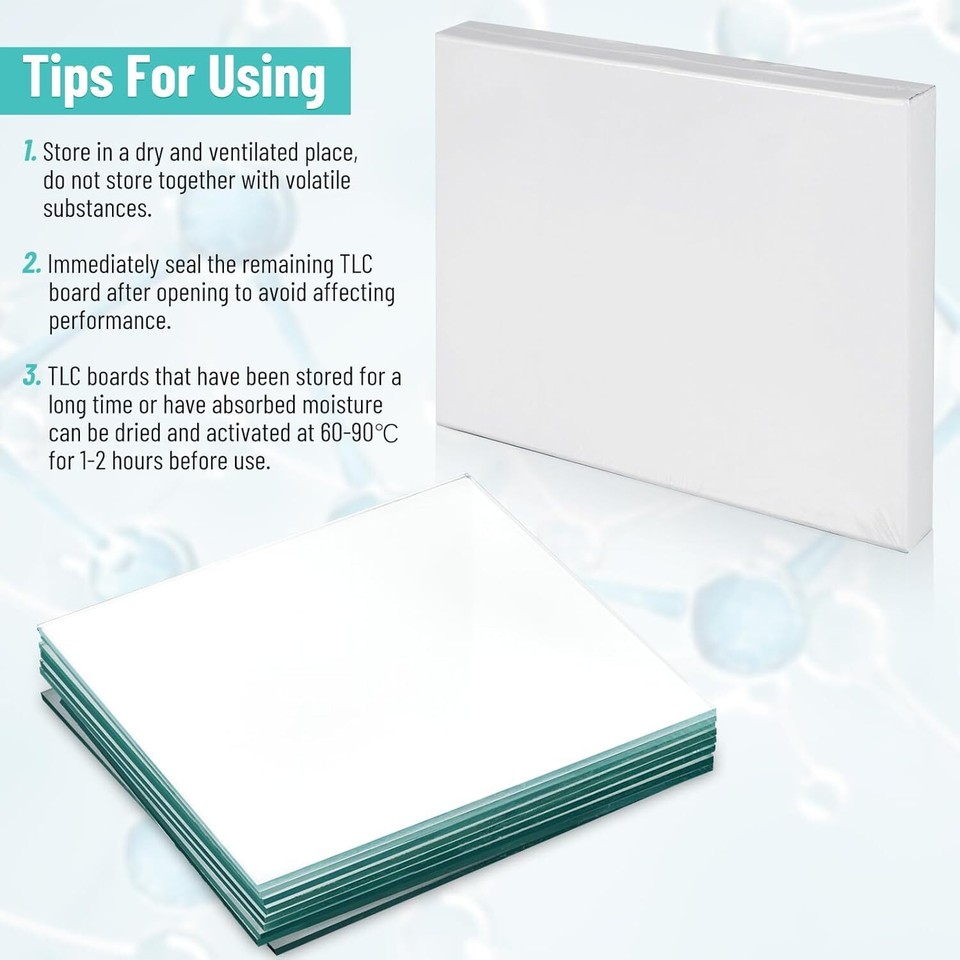 20 Pack TLC Plates 100mmx100mm Glass Backed TLC Classical Silica Gel