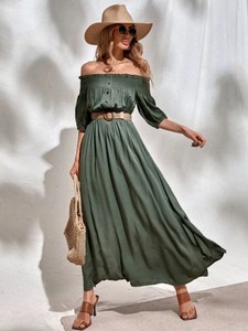 olive boho dress