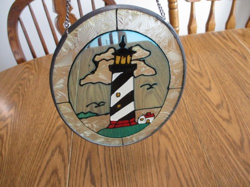 GLASS LIGHTHOUSE LIGHT HOUSE SUN CATCHER SUNCATCHER OVAL SHAPED - Picture 3 of 6