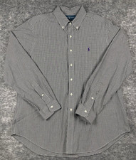 Ralph Lauren Shirt Mens XL Gray Gingham Purple Pony Classic Fit Button Down