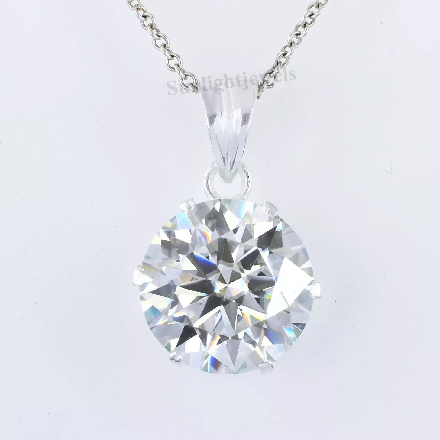 Elegant 5.10 Ct Certified White Treated Diamond Solitaire Pendant 925 Silver