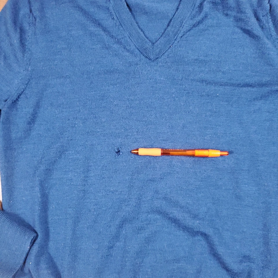 Brooks Brothers Blue Medium Merino Wool V neck Long Sleeve - Image 3 of 4