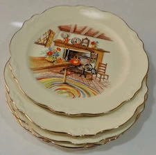 5 Homer Laughlin Virginia Rose Colonial Kitchen Fireplace Hearth Dinner Plates