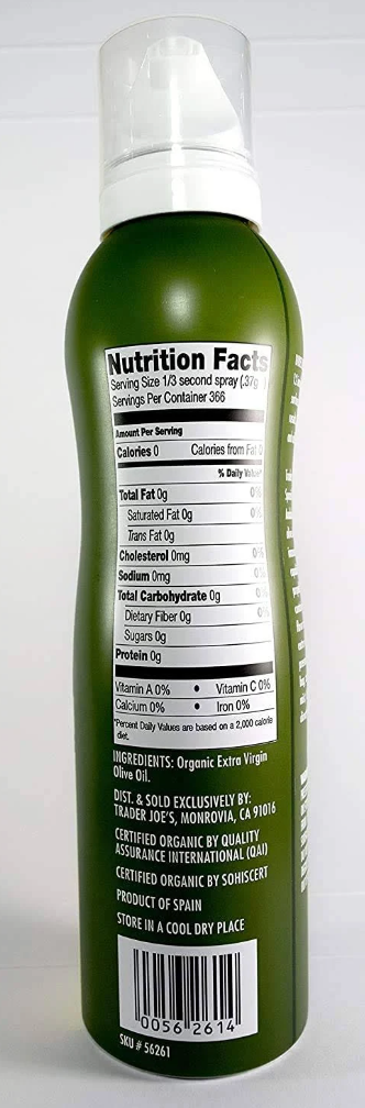 Trader Joe's Organic Extra Virgin Spanish Olive Oil Spray Cooking