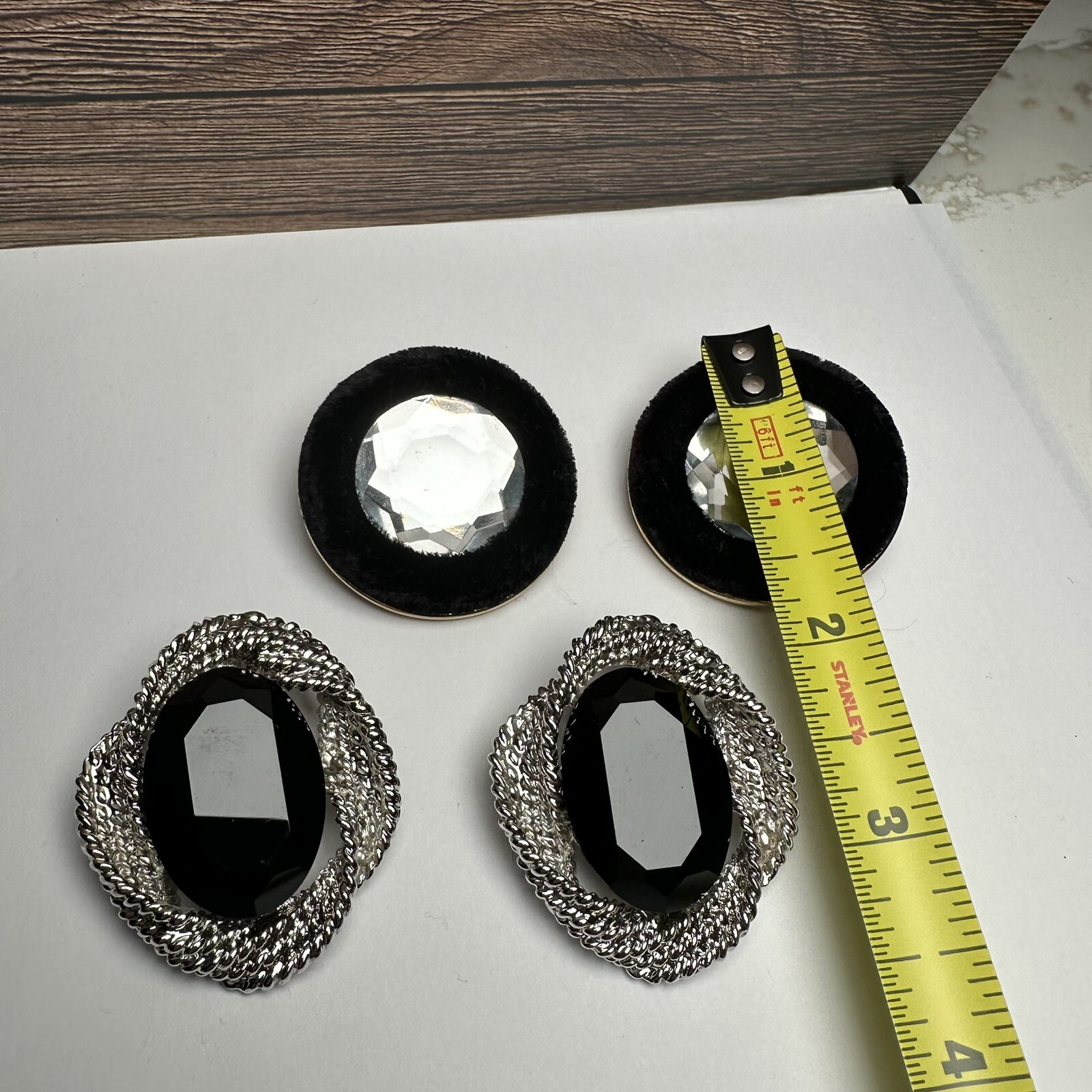 Rhinestone Large Oversized Statement Clip On Earr… - image 3