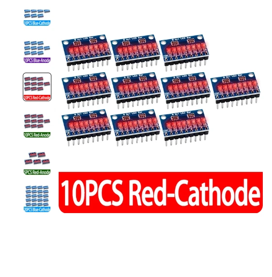 3-24V 8 Bit LED-Anzeigenmodul Common Anode/Cathode Blau/Rot für Breadboard - Bild 1 von 1