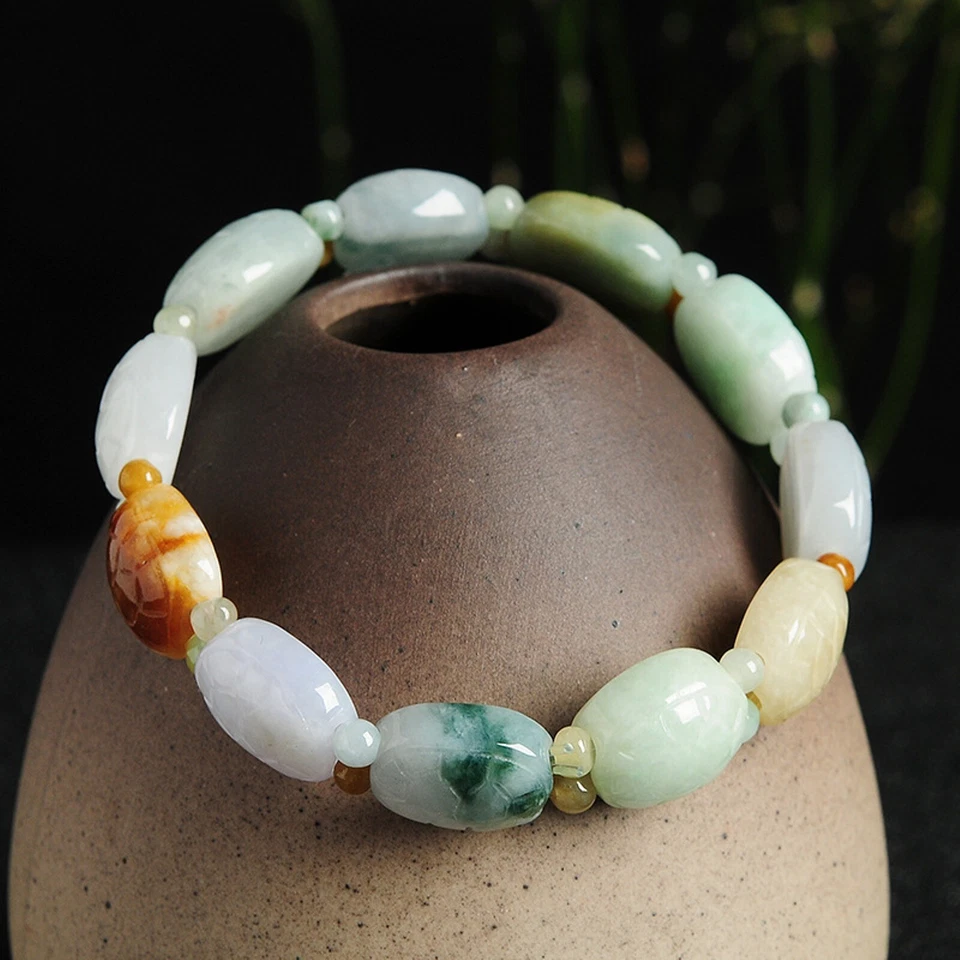 Pulsera con cuentas de caparazón de tortuga flotante de jadeíta natural para mujer Foto 3 de 4