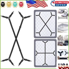 Heavy-Duty Adjustable Sheet Straps with Nickel-Plated Clips - Black 2-Piece Set