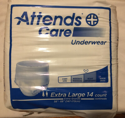 Attends EXTRA LARGE, Heavy Absorbency Adult Underwear XL 14 Piece 58''-68'' *NEW*