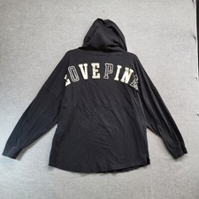 PINK Victoria's Secret Women Sweatshirt Medium Black Hoodie Logo Lightweight