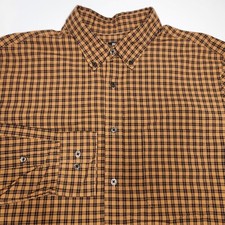 Uniqlo Button Down Shirt Sz L Check Orange Long Sleeve Casual Cotton Mens