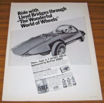 1966 Print Ad Zerex Anti-Freeze Actor Lloyd Bridges in Futuristic Car