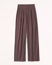 Abercrombie  Fitch Brown Linen-Blend Ultra Wide-Leg Pant XS Short - NWT
