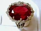 12ct Red Lab Ruby Size 8 Ring 925 Sterling Silver Filigree Vintage Style USA