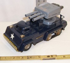 LINEMAR TRACK TANK MILITARY ROCKET LAUNCHER VEHICLE TIN FRICTION TOY JAPAN