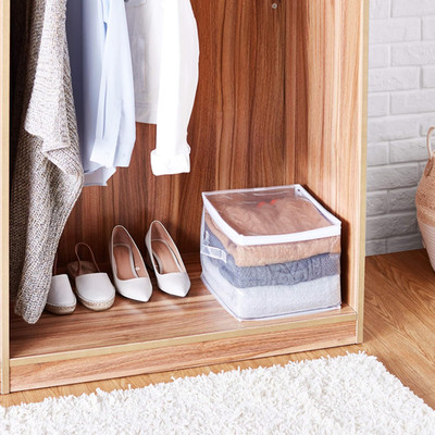 Clear Zippered Storage Bags for Closet Organization, Stackable Clothing and L...