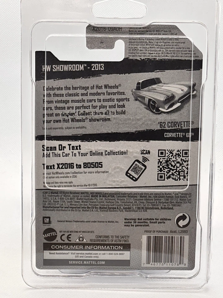 Hot Wheels 2013 Super Treasure Hunt '62 Corvette azul se envía con protector 🚨🔥 Foto 3 de 3