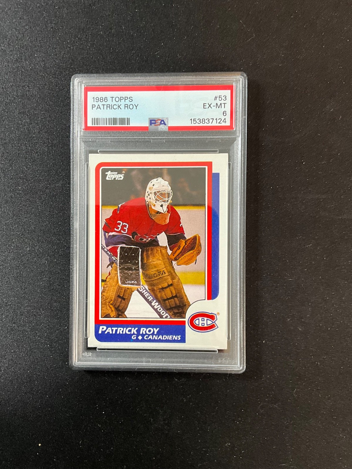 1986 O-Pee-Chee OPC #53 Patrick Roy PSA 6 Rookie