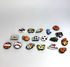 Lot of 18 Crocs Jibbitz Shoe Charms Sports Basketball Football Soccer Baseball